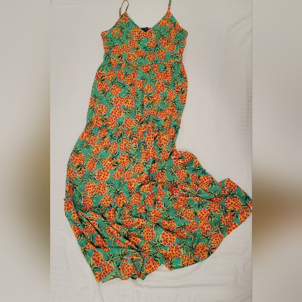 Skies Are Blue Pineapple Floor Length Maxi Dress